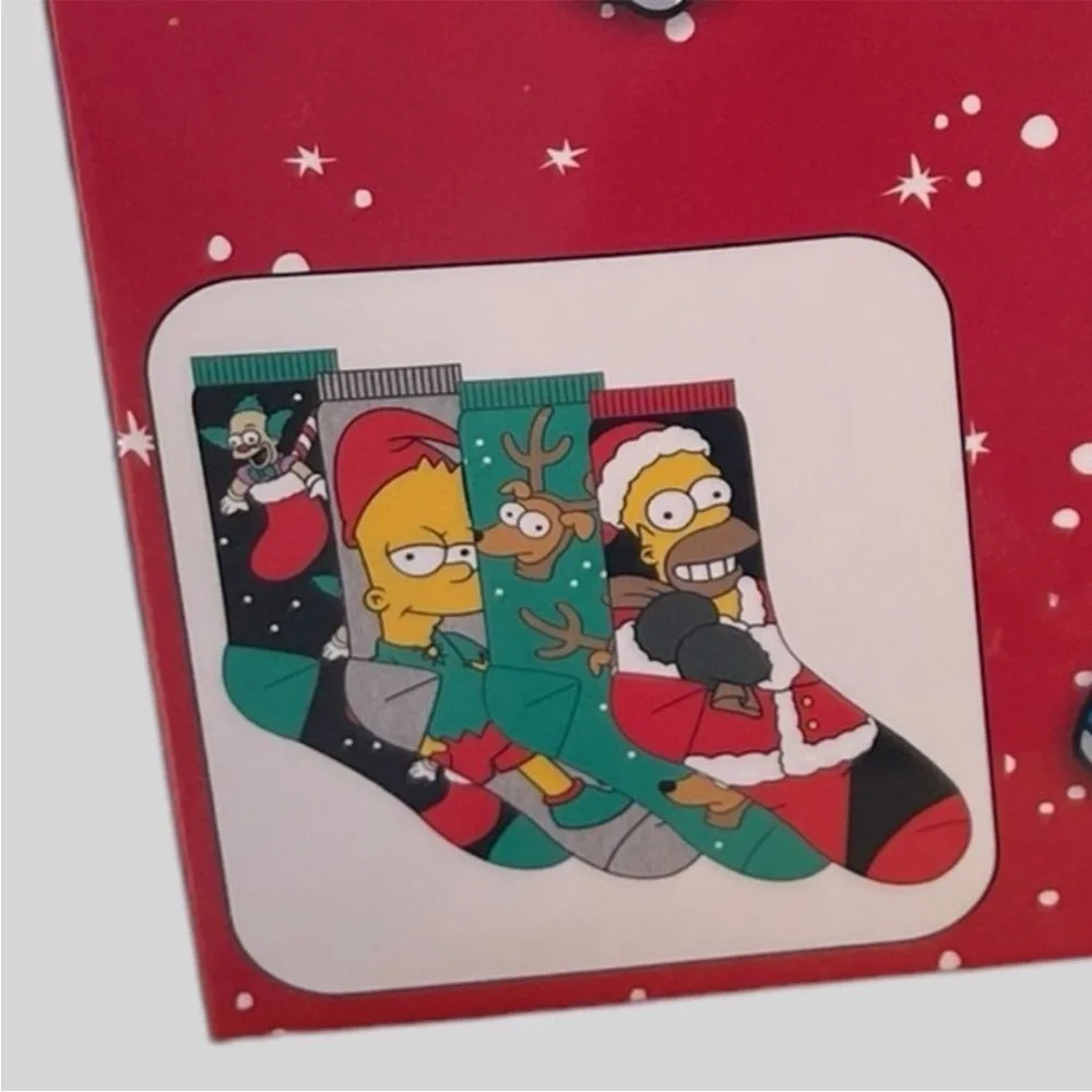 The Simpsons Holiday Fun Crew Socks Gift Box 4 Pair Men’s 6-12 NWT